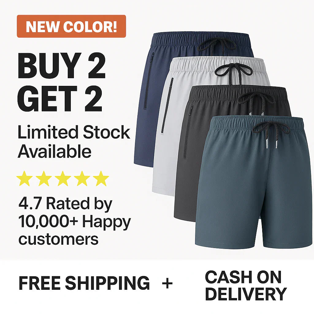 4 Men's Premium Stretch Cotton Shorts Exclusive Combo – Pay for 2, Get 2 FREE