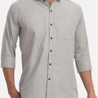 Men's Solid Satin Stylish Casual Shirt Grey