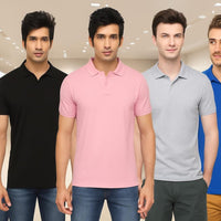 Poly Matte Solid Half Sleeves Mens Polo T-Shirt Pack Of 5