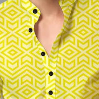 Men's Printed Spread Collar Casual Shirt Yellow