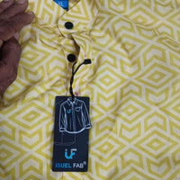 Men's Printed Spread Collar Casual Shirt Yellow