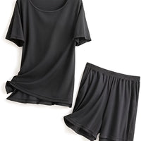 Solid Couple Co-Ord Set (T-Shirt & Shorts)